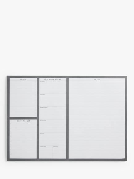 John Lewis 2.0 A3 Weekly Planner, White - view 2, Black