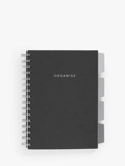 John Lewis 2.0 A5 Subject Divider Organiser, Black, Black
