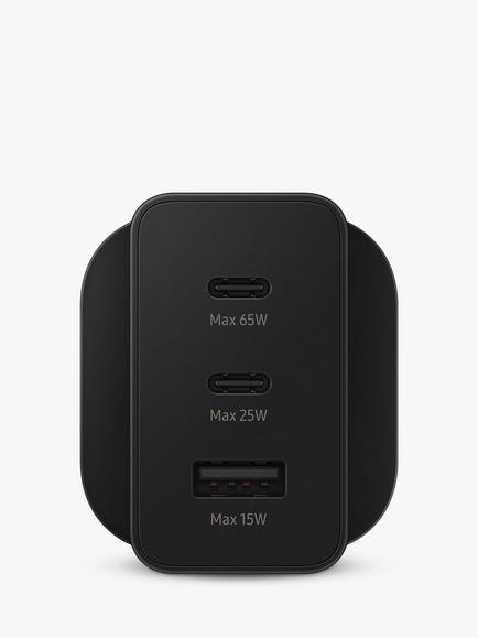Samsung Trio Universal Power Adapter, USB Type-C & Type-A (No Cable), 65W, Black - view 2, Black