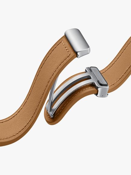 Samsung Galaxy D-Buckle Hybrid Eco-Leather Band Wide for Galaxy Watch6, 20mm M/L, Brown - view 2, Brown
