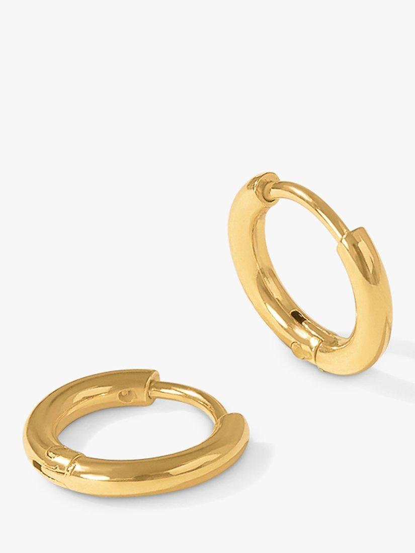 Product image 2 of 3, which shows Orelia Luxe Huggie Hoop Earrings, Gold