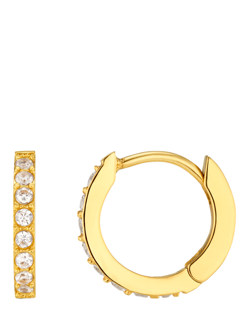 Product image 1 of 5, which shows Orelia LUXE Pave Huggie Hoop Earrings, Gold