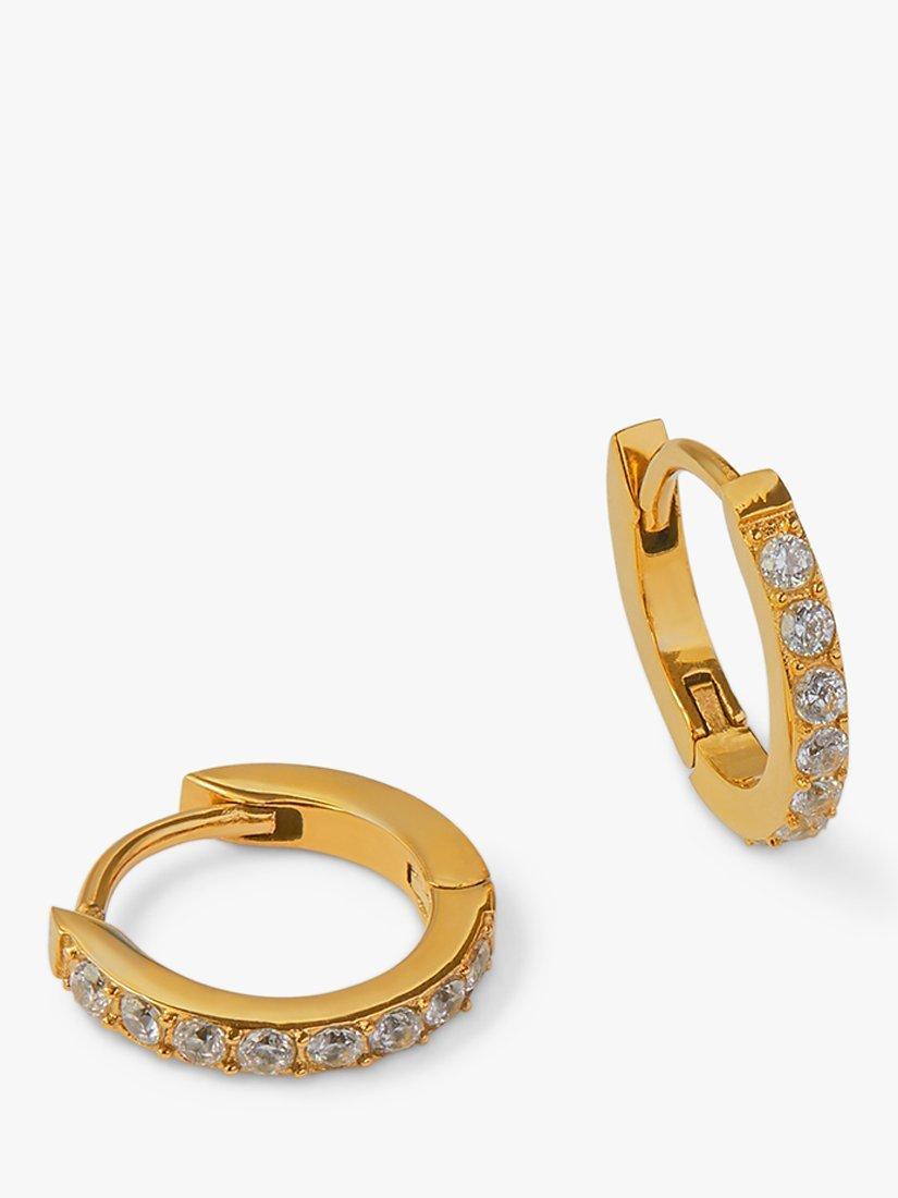 Product image 2 of 5, which shows Orelia LUXE Pave Huggie Hoop Earrings, Gold