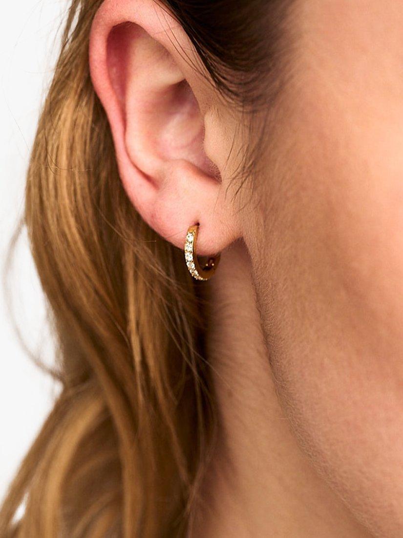 Product image 3 of 5, which shows Orelia LUXE Pave Huggie Hoop Earrings, Gold