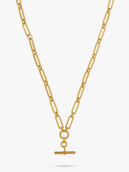 Orelia LUXE Linear Link T-Bar Drop Chain Necklace, Gold, Gold