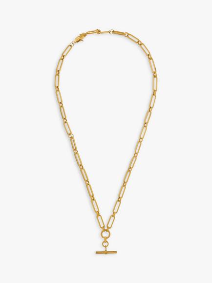 Orelia LUXE Linear Link T-Bar Drop Chain Necklace, Gold - view 2, Gold