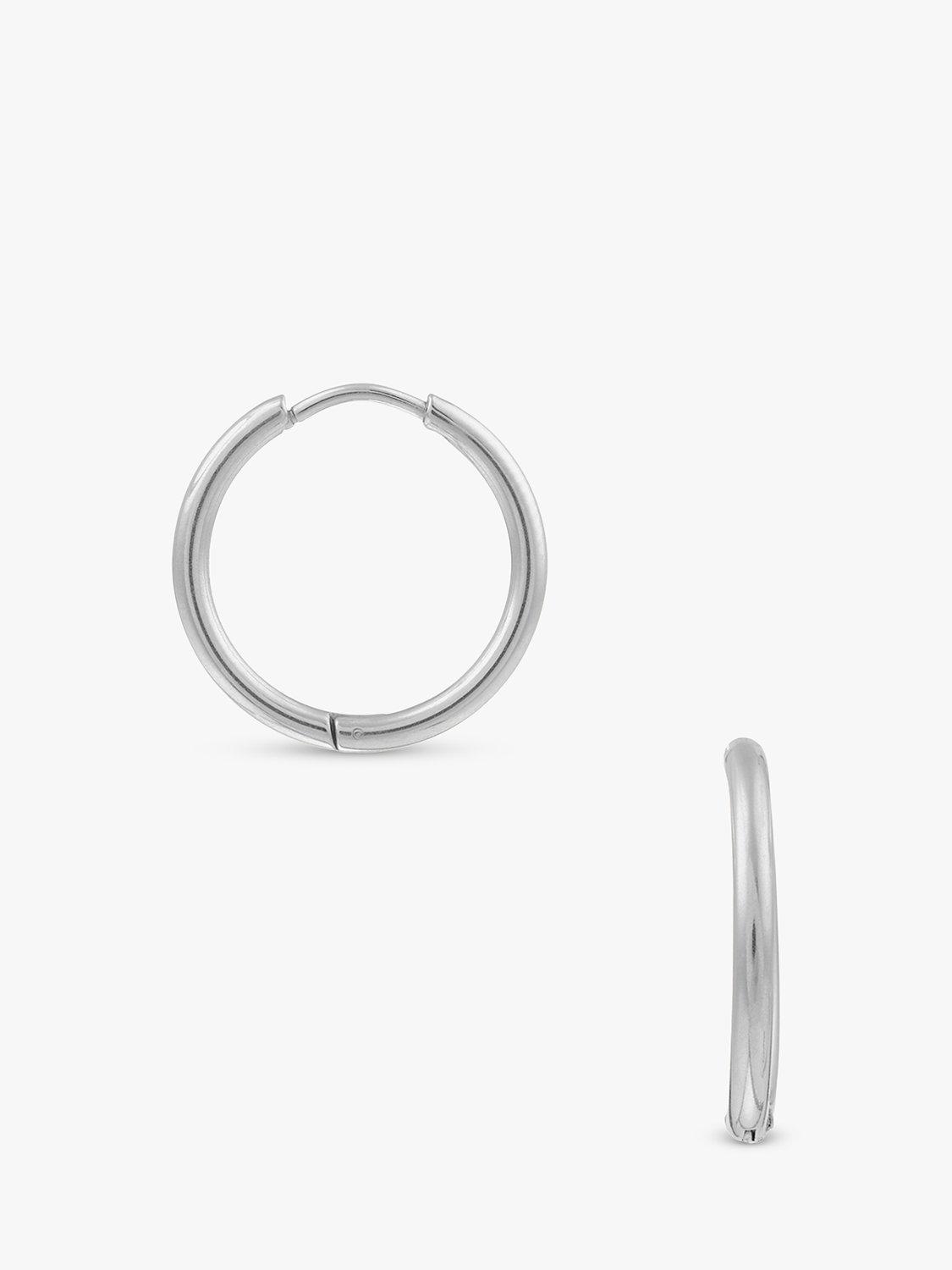 Orelia Luxe Mid Size Hoop Earrings, Silver