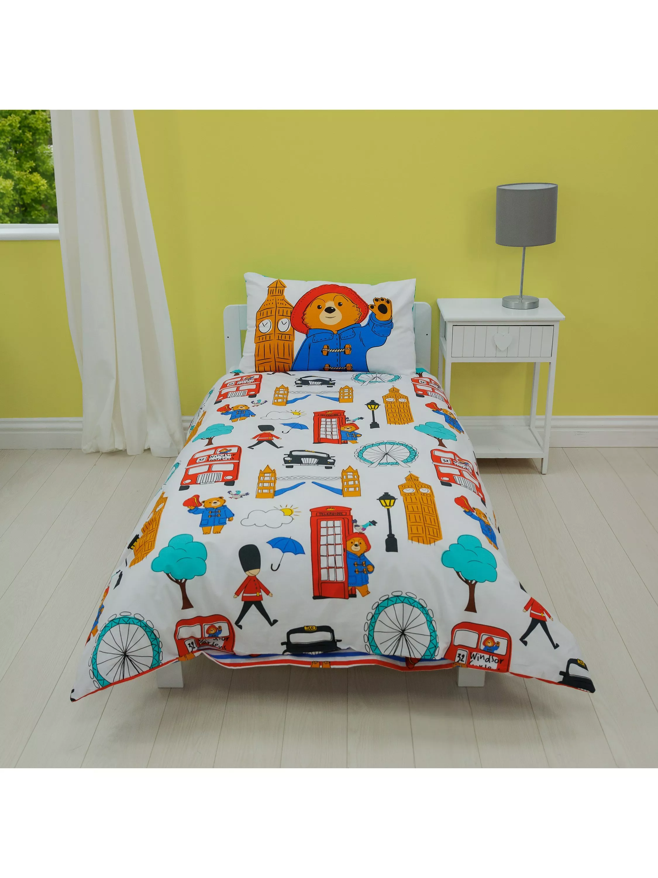 Paddington Bear Reversible Pure Cotton Duvet Cover and Pillowcase Set Cotbed Set