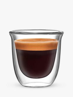 Bialetti Firenze Double Walled Espresso Coffee Glasses, Set of 2, 80ml, Clear, Clear