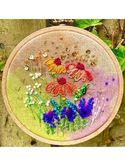 Rowandean Salvia and Helenium Mini Plus Embroidery Kit, Multi