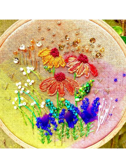 Rowandean Salvia and Helenium Mini Plus Embroidery Kit - view 2, Multi
