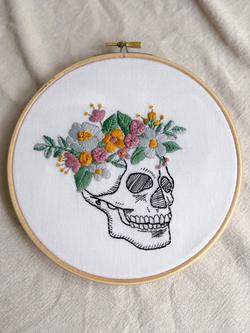 MakeBox & Co Floral Skull Embroidery Kit, Multi