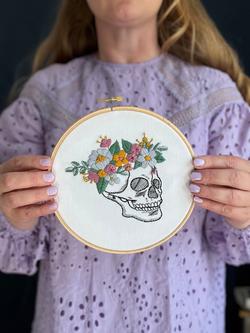 MakeBox & Co Floral Skull Embroidery Kit - view 2, Multi