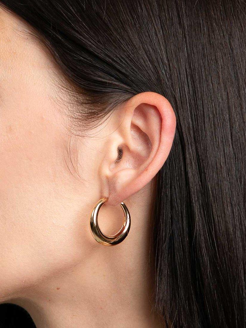Product image 2 of 3, which shows Astrid & Miyu Dome Hoop Earrings, Gold