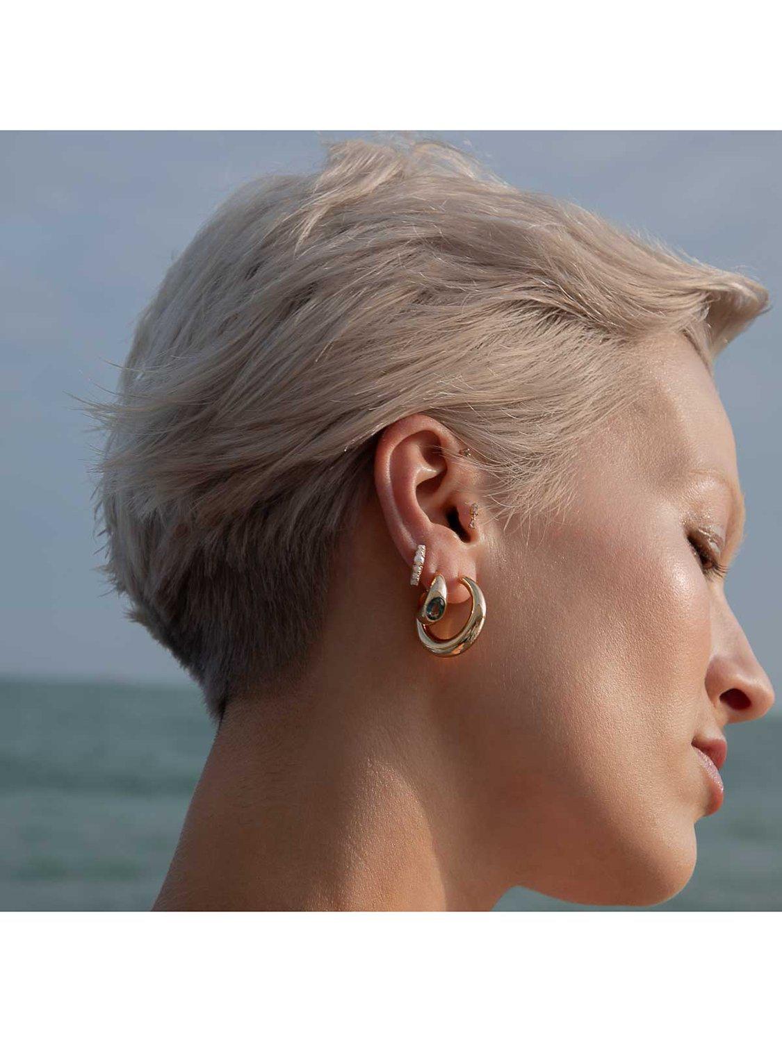 Product image 3 of 3, which shows Astrid & Miyu Dome Hoop Earrings, Gold
