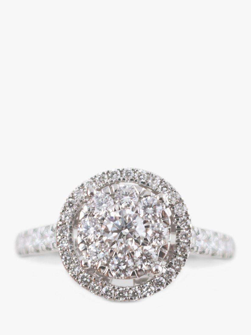 Product image 1 of 5, which shows E.W Adams 18ct White Gold Diamond Cluster Ring, N