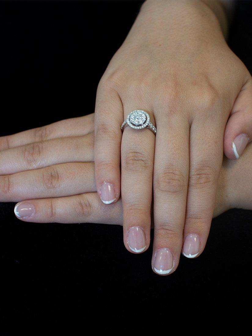 Product image 3 of 5, which shows E.W Adams 18ct White Gold Diamond Cluster Ring, N