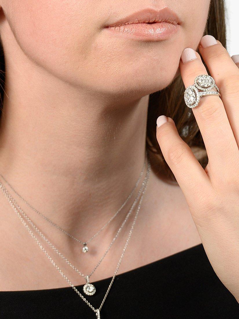 Product image 2 of 5, which shows E.W Adams 18ct White Gold Diamond Cluster Ring, N