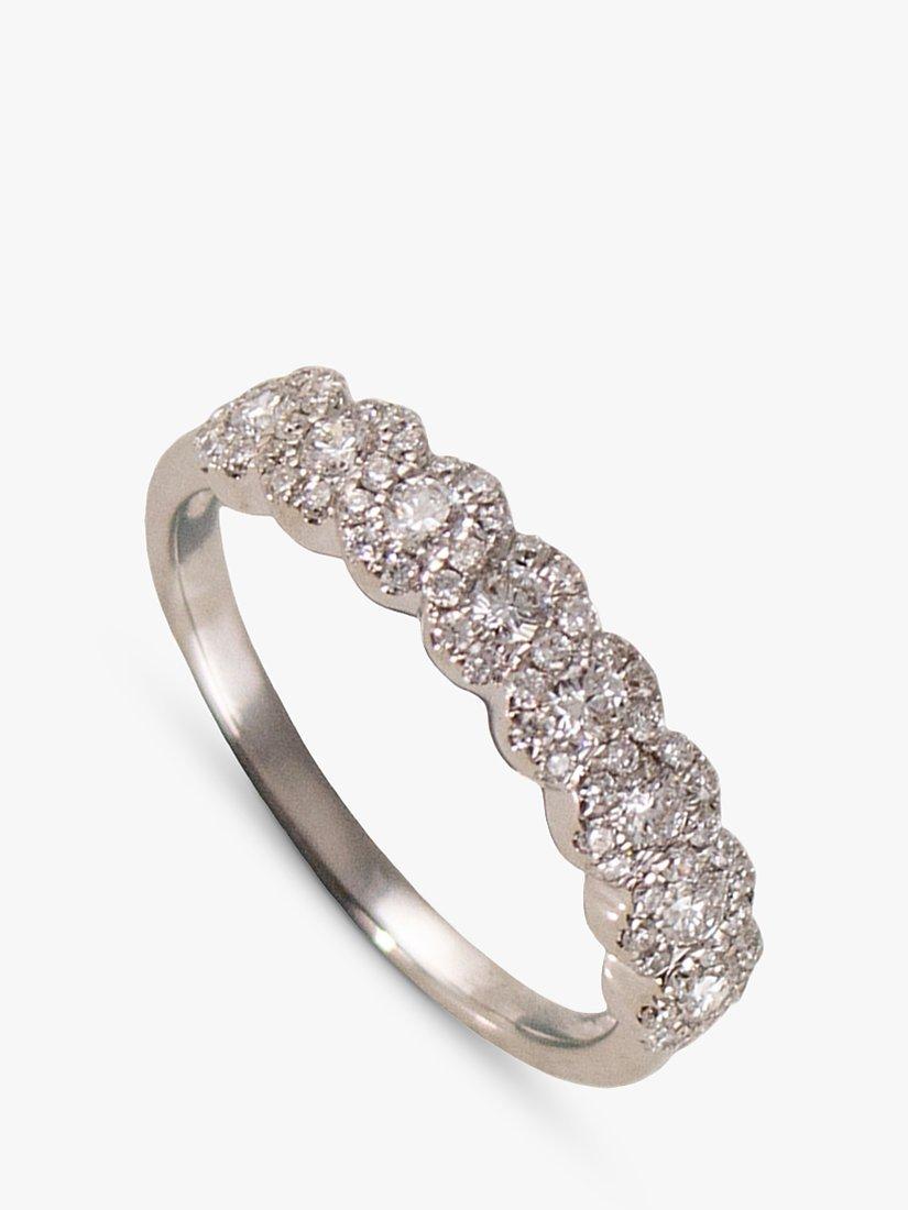 Product image 1 of 5, which shows E.W Adams 18ct White Gold Diamond Cluster Eternity Ring, N