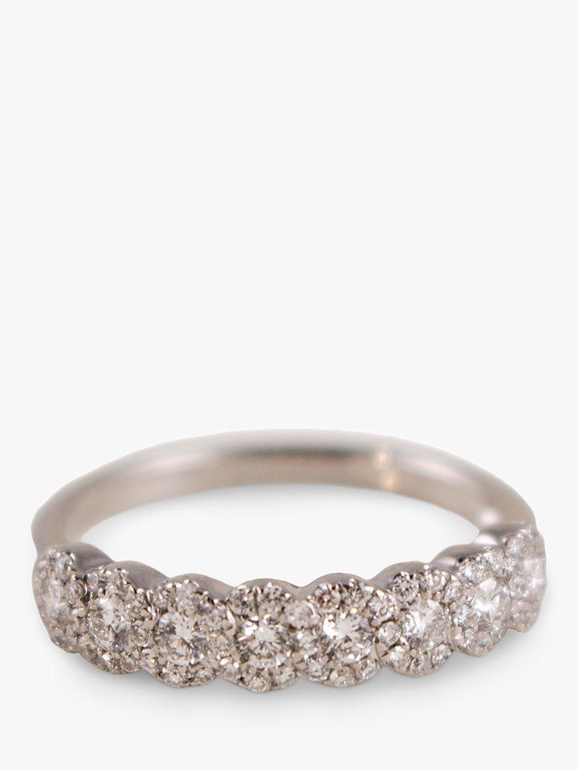 Product image 3 of 5, which shows E.W Adams 18ct White Gold Diamond Cluster Eternity Ring, N