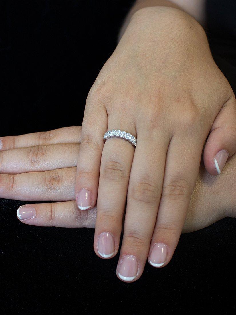 Product image 4 of 5, which shows E.W Adams 18ct White Gold Diamond Cluster Eternity Ring, N