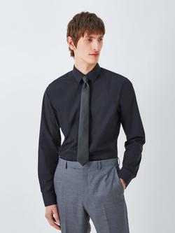 Kin Silk Blend Woven Thin Tie - view 2, Black