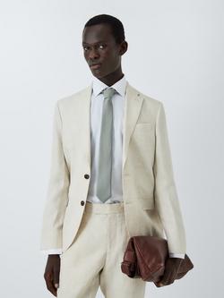 Kin Silk Blend Woven Thin Tie - view 2, Mid Green