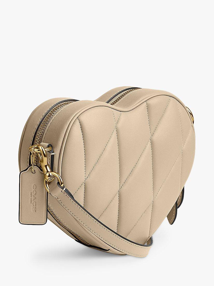 Coach Heart Quilted Cross Body Bag, Ivory