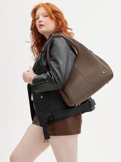 Coach Lana Leather Shoulder Bag - view 2, Dark Stone