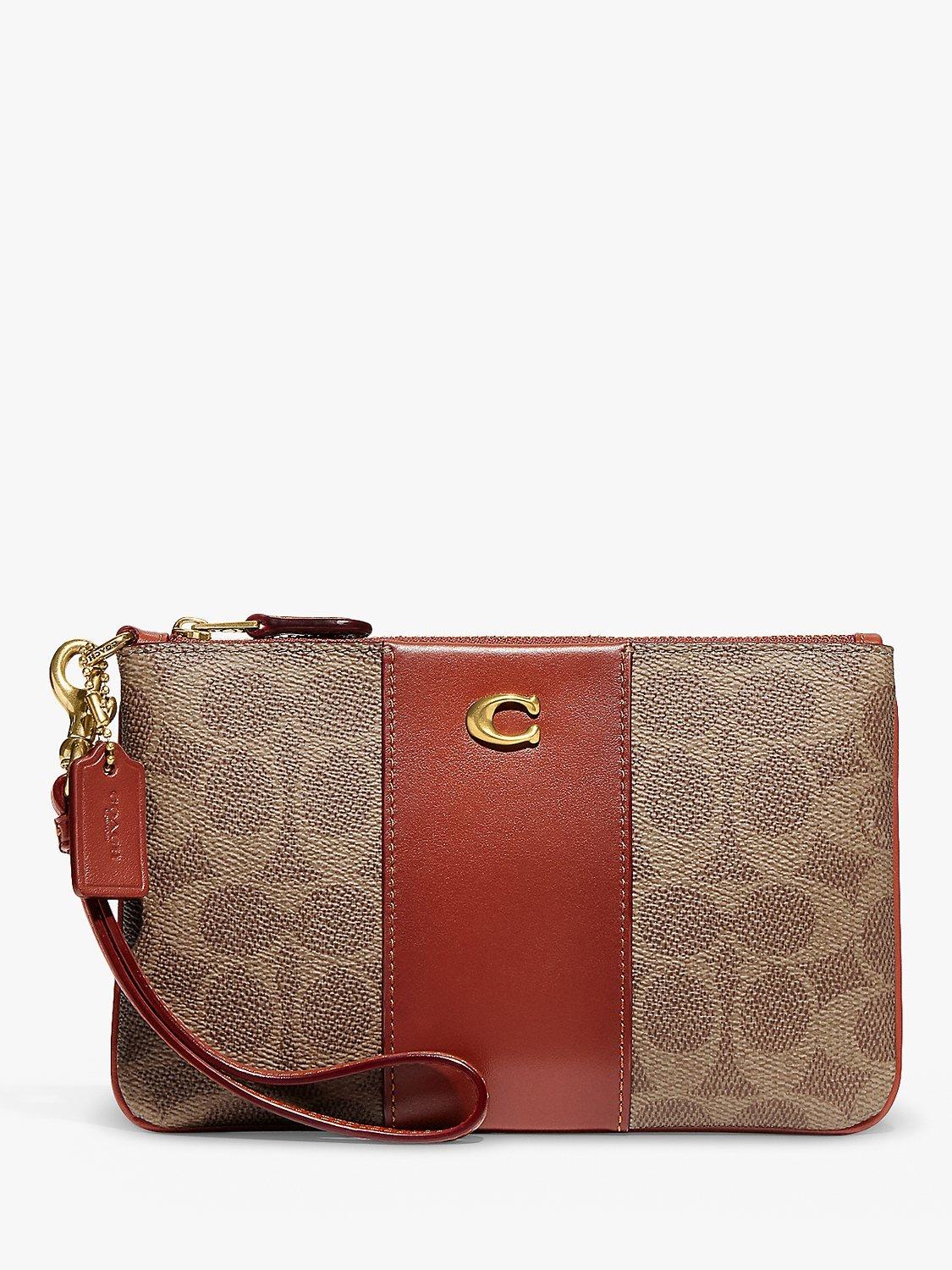 Coach Signature Wristlet Purse, Tan/Rust
