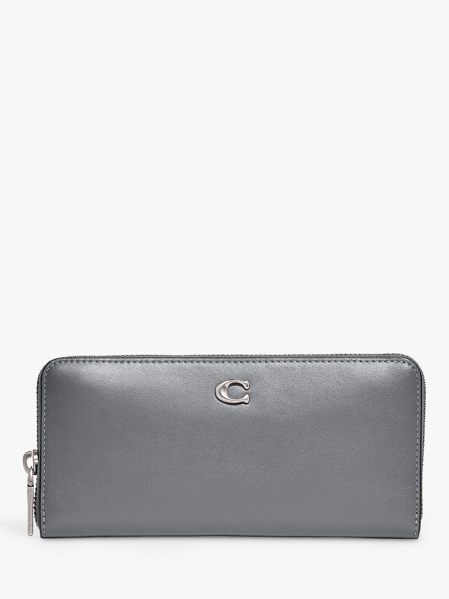 Coach Slim Leather Zip Around Purse, Grey Blue