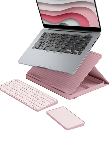 Logitech Casa Pop-Up Desk with Wireless Keyboard & Touchpad - view 2, Rose