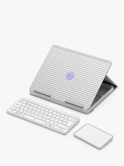 Logitech Casa Pop-Up Desk with Wireless Keyboard & Touchpad, Off White