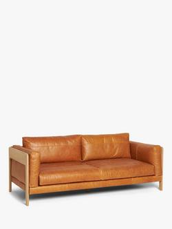 John Lewis Nest Grand 4 Seater Leather Sofa, Light Leg, Butterscotch Leather, Butterscotch Leather