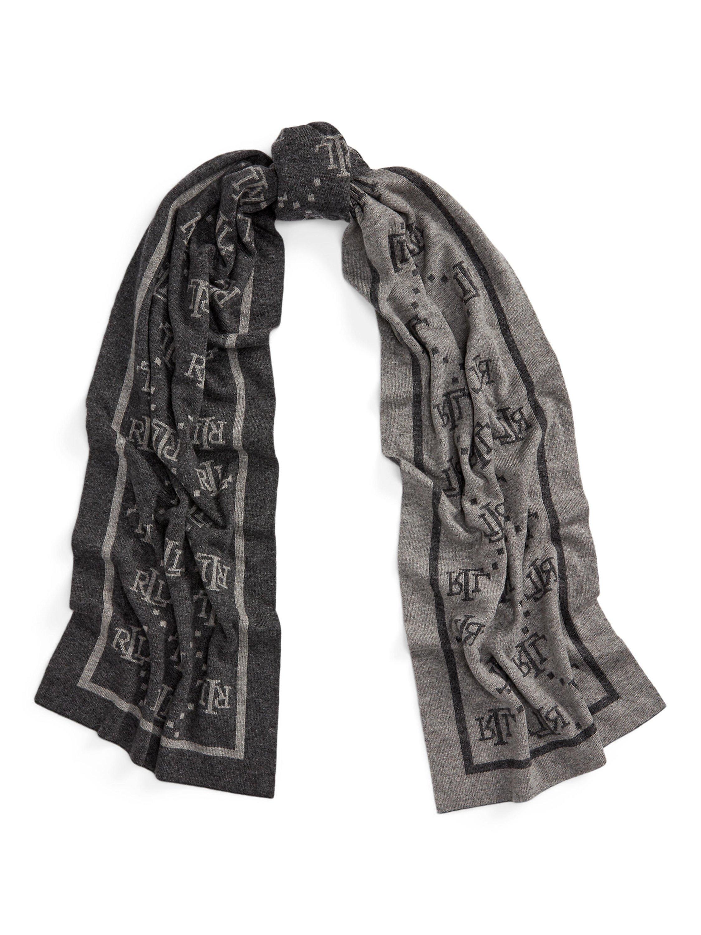 Lauren Ralph Lauren Jacquard Logo Scarf, Grey/Charcoal