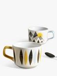 MissPrint Mountains Fine China Mug, Set of 2, 350ml, Yellow/Multi