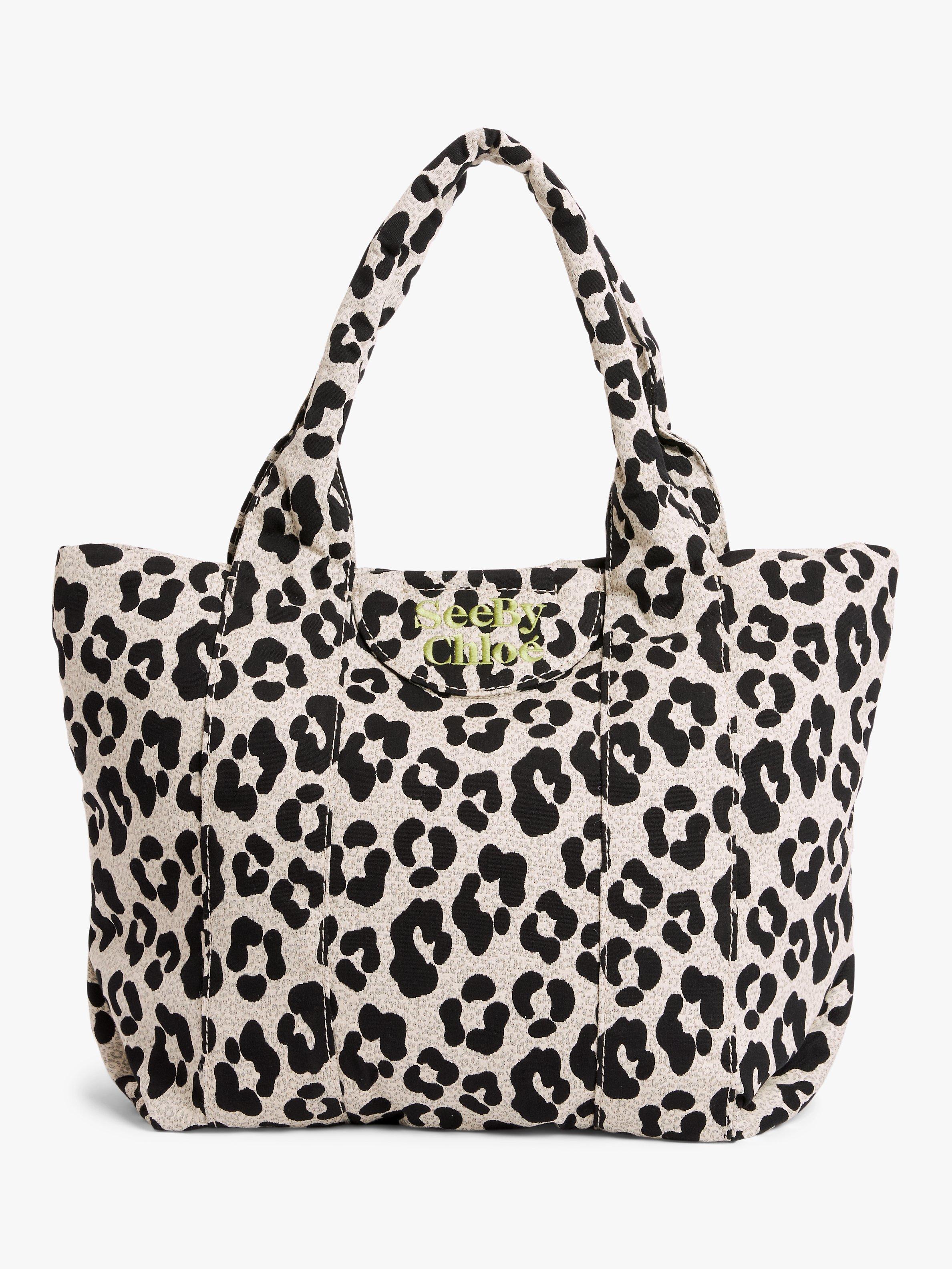 See By Chloé Lateza Leopard Print Tote Bag, Cement/Beige