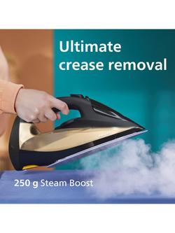 Philips 7000 Series DST7040/80 HV SteamGlide Elite Steam Iron, Black/Gold - view 2, Black