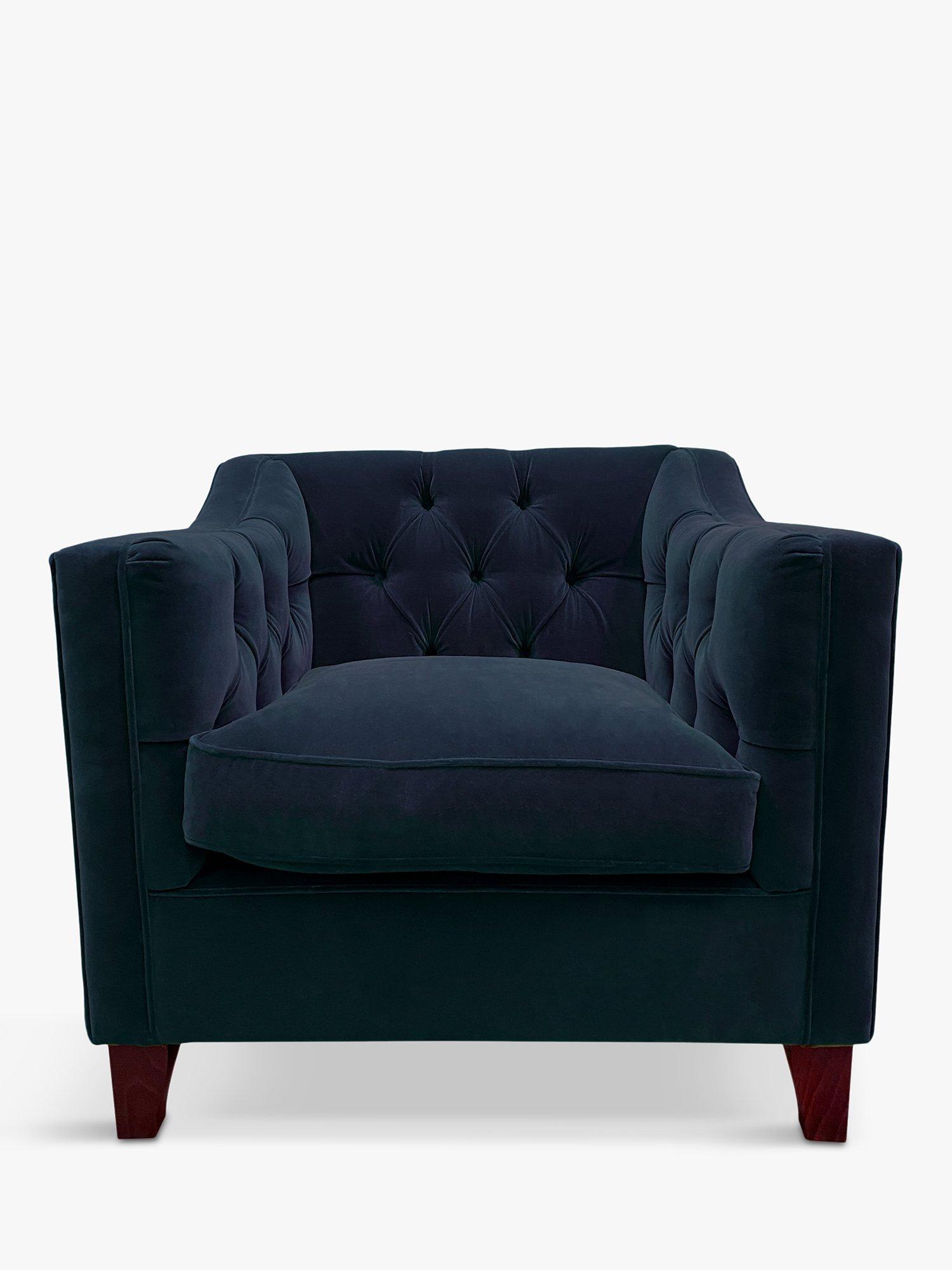 Canterbury Range, Tetrad Canterbury Velvet Armchair, Dark Leg, Royal Blue Velvet