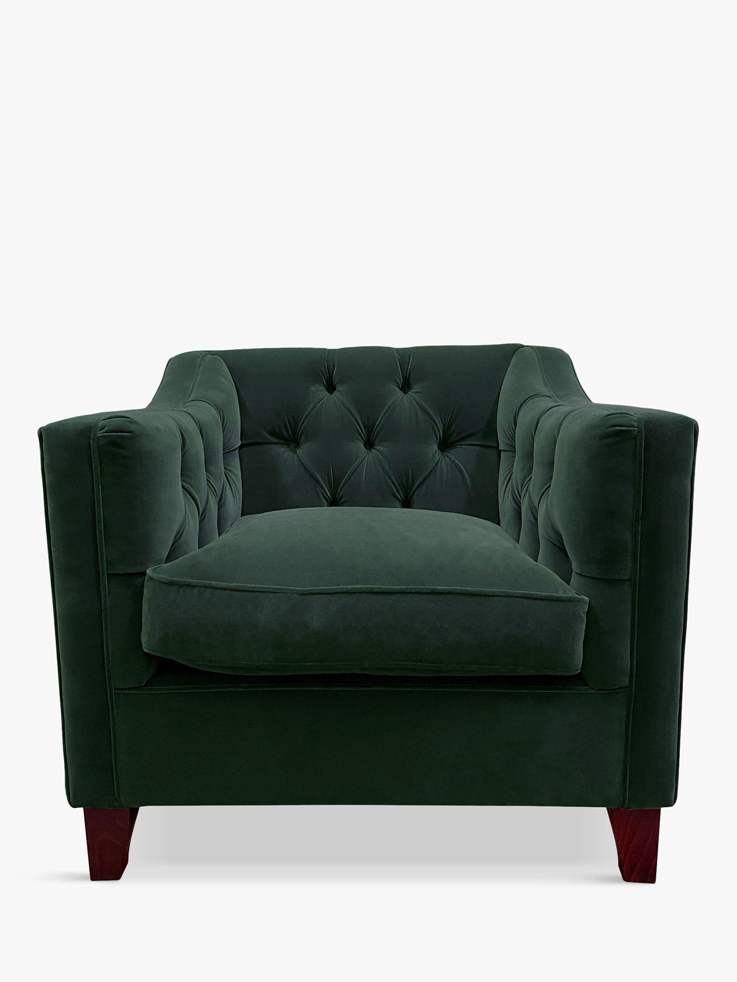 Canterbury Range, Tetrad Canterbury Velvet Armchair, Dark Leg, Teal Green Velvet