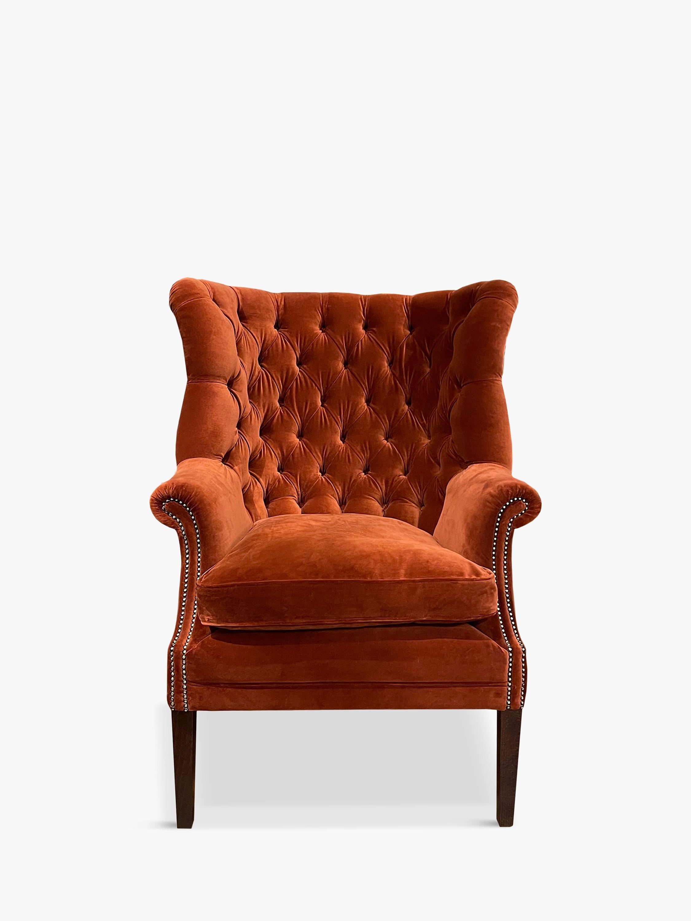 Garrick Range, Tetrad Garrick Velvet Armchair, Dark Leg, Rust Velvet