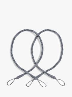 John Lewis Small Rope Tieback, Pack of 2, Mid Grey