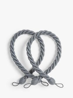 John Lewis Large Rope Tieback, Pack of 2, Mid Grey