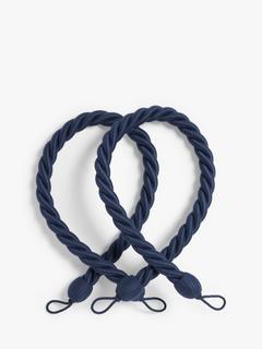 John Lewis Large Rope Tieback, Pack of 2, Navy