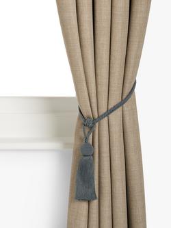 John Lewis Tassel Rope Orb Tieback, Pack of 2, Mid Grey