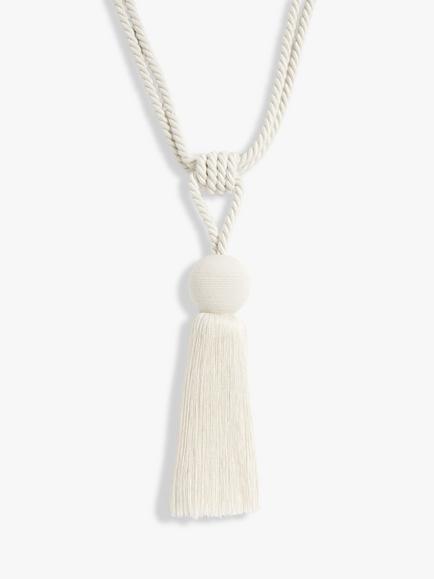 John Lewis Tassel Rope Orb Tieback, Pack of 2, Ivory