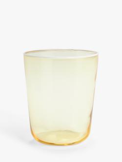 John Lewis White Rim Glass Tumbler, 350ml, Yellow/White