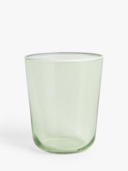 John Lewis White Rim Glass Tumbler, 350ml, Green/White