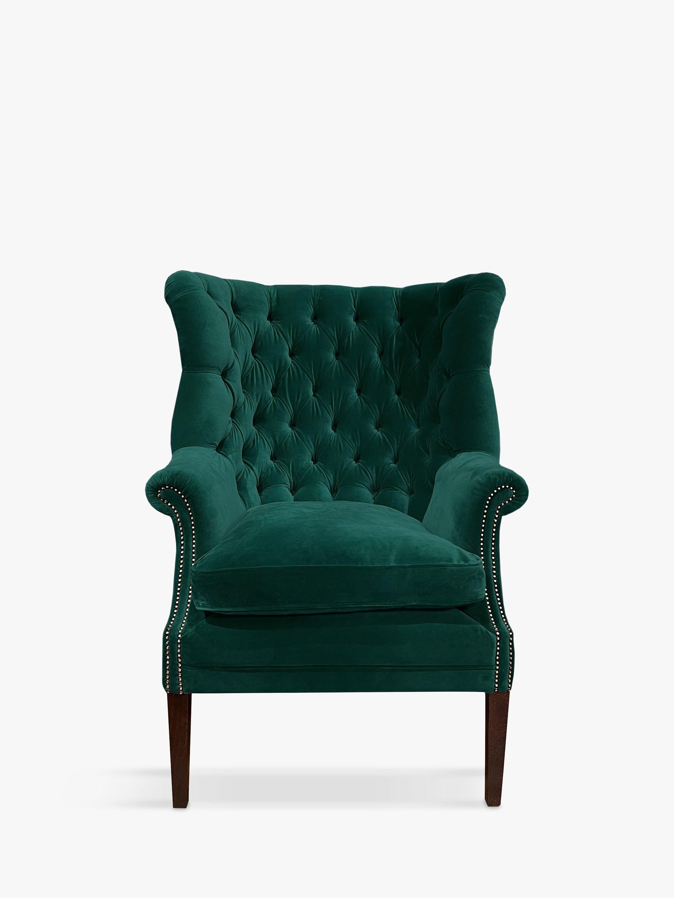 Garrick Range, Tetrad Garrick Velvet Armchair, Dark Leg, Teal Green Velvet