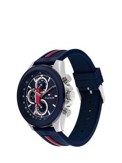 Tommy Hilfiger 1792083 Men's Chronograph Silicone Strap Watch, Navy - view 2, Navy